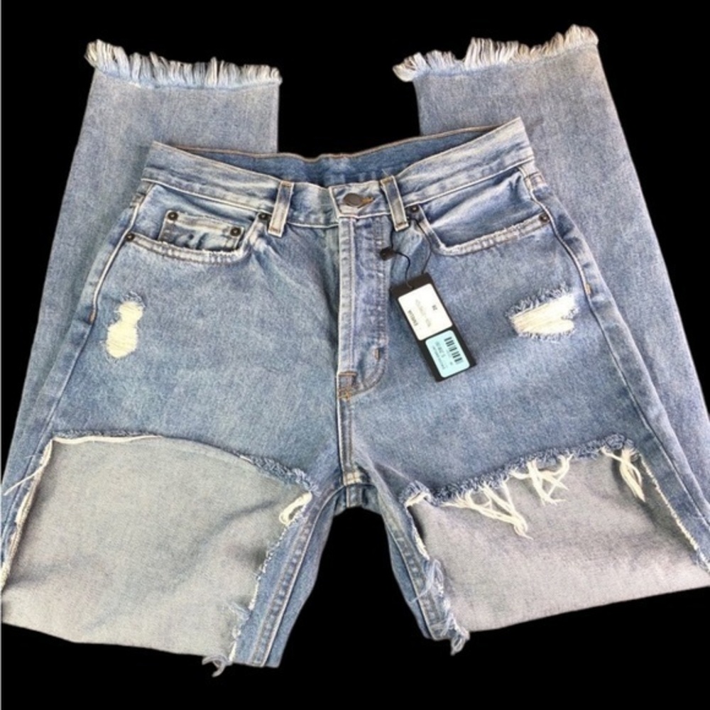 Carmar Womens 28 Emelia Mid Rise Non Stretch Distressed Button Fly Skinny Jean